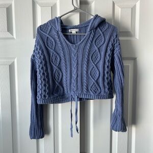 Aeropostale V-Neck Cable Knit Sweater in Blue